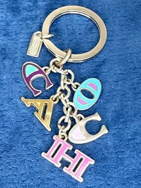 Coach Mix Color Letter Keychain Fob Purse Charm Colorful Pink Purple Blue Silver